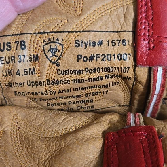 Ariat Heritage Western Boots Womens Size 7 B Red Leather Floral R-Toe 15761 - Picture 6 of 11